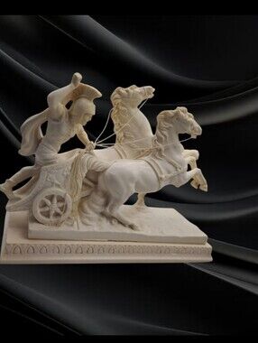 Sculpture of Roman Chariot by Santini, Signed A. Santini 15 Lbs